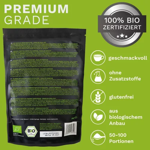 Τσάι Matcha Creano 100 g, σκόνη πράσινου τσαγιού, για ροφήματα και συνταγές