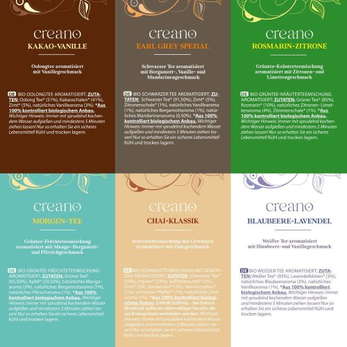 Σετ δώρου ανάμεικτου τσαγιού Creano Tea Blend Selection, 24 φακελάκια με 6 ποικιλίες, 48 g