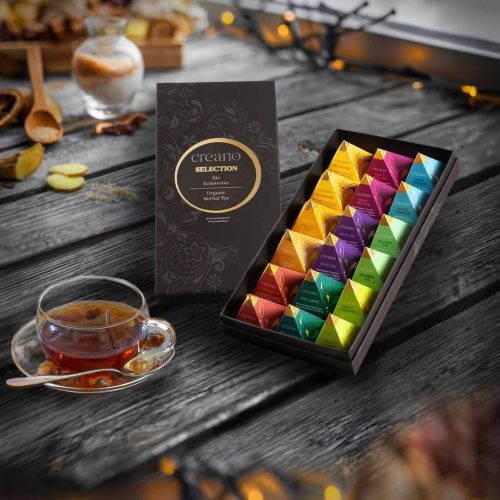 Σετ δώρου τσαγιού βοτάνων Creano Organic Herbal Tea, 18 πυραμιδοειδή φακελάκια με 9 ποικιλίες, 45 g, χωρίς καφεΐνη