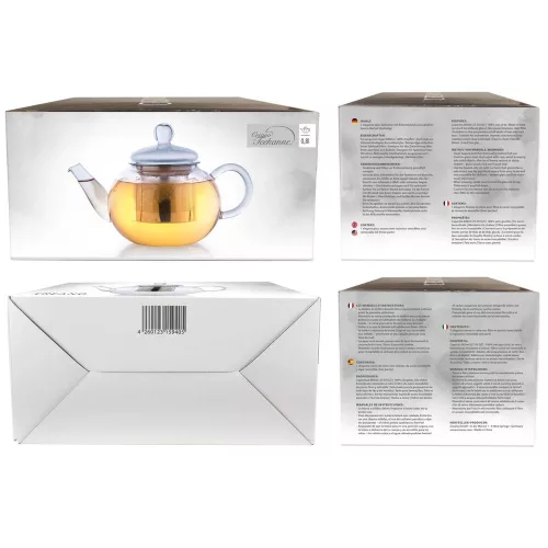 Ceainic din sticla Creano All-in-One, 0,8 L, cu infuzor din inox si capac, anti-picurare