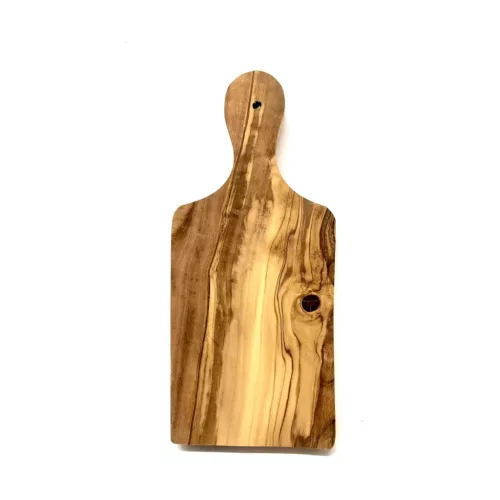 Ξύλο κοπής για αρωματικά βότανα από ξύλο ελιάς, με λαβή, 23x10 cm, πάχος 1.2 cm