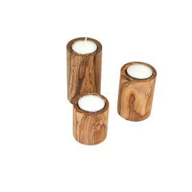   Σετ 3 βάσεις για ρεσό από ξύλο ελιάς, 6/8/10 cm, διάμετρος 5.5 cm