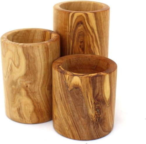 Σετ 3 βάσεις για ρεσό από ξύλο ελιάς, 6/8/10 cm, διάμετρος 5.5 cm