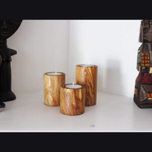 Σετ 3 βάσεις για ρεσό από ξύλο ελιάς, 6/8/10 cm, διάμετρος 5.5 cm