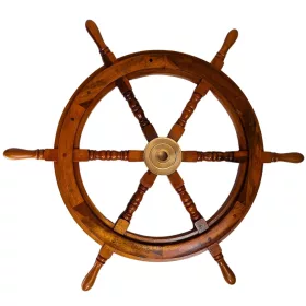 Timonă decorativă Giftdeco SW2/30, lemn și alamă, 75 cm