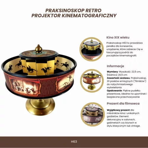 Praxinoscop retro Hemisferium H63, înălțime 22,5 cm, diametru 20,5 cm, stil retro, vintage, art deco