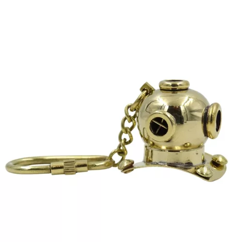 Cască de scafandru decorativa Giftdeco NC1133, cupru și metal, 3,2 x 3,2 cm, stil clasic
