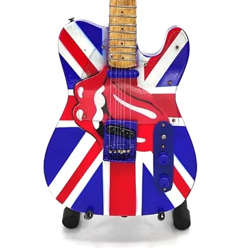 Miniatură chitara Indomini MGT-2301B, Rolling Stones UK&Tongue, lemn de mahon, plastic și metal, stil clasic