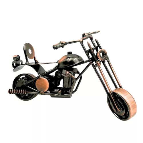 Machetă motocicletă chopper Giftdeco M33, metal, 15 x 6 x 9,5 cm, stil industrial