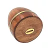 Pușculiță decorativă Giftdeco DNU-002 în formă de butoi, lemn și alamă, 20 cm