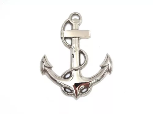 Ancoră decorativă de perete Giftdeco N-5446, metal argintiu, lungime 34 cm