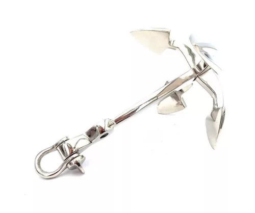 Ancoră decorativă Giftdeco N-2988, metal argintiu, înălțime 20 cm, stil nautic