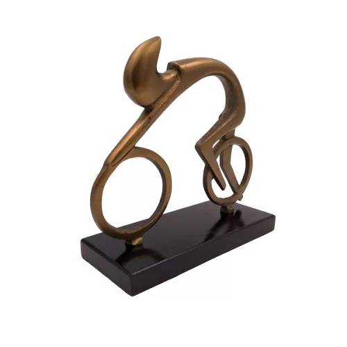 Figurină decorativa Giftdeco VB26/9, alamă, metal și lemn, înălțime 18 cm, lățime 19 cm, stil industrial, minimalist, modern