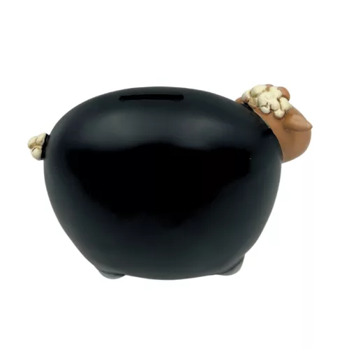 Pușculiță oiță Giftdeco CE34136, rășină, negru-bej-alb, 19,5 x 9,5 x 14,3 cm