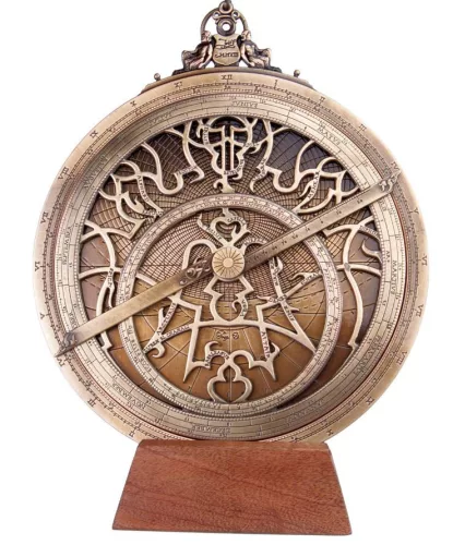 Astrolab decorativ Hemisferium H35, lemn, înălțime 24,5 cm, diametru 20 cm, stil modern, renaștere