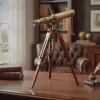 Lunetă Giftdeco SR010, alamă și lemn, înălțime 32 cm, stil retro, vintage, nautic