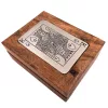Set de cărți Giftdeco DNU-3025 în cutie din lemn cu plăcuță Rege, aluminiu, 11,5 x 8 x 4 cm