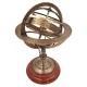 Astrolab sferic decorativ Giftdeco NC1913, sferă armilară din alamă și lemn, 28 cm