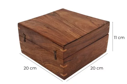 Dimensiuni cutie cadou din lemn Giftdeco NSHBOX, 20 x 20 x 11 cm