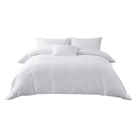   Lenjerie de pat Atria Heaven, 4 piese, 100% bumbac satinat TC300, cearceaf 220x240 cm, husa pilota 180x200 cm, 2 fete perna 50x70+5 cm, alb