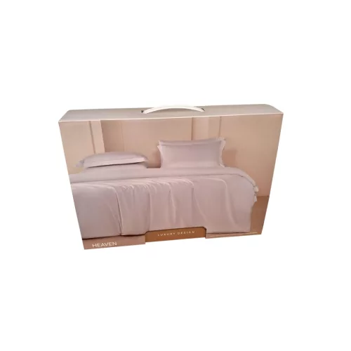 Lenjerie de pat Atria Heaven, 4 piese, 100% bumbac satinat TC300, cearceaf 220x240 cm, husa pilota 180x200 cm, 2 fete perna 50x70+5 cm, alb