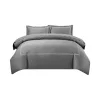 Lenjerie de pat Atria Diamond, 4 piese, 100% bumbac satinat TC300, cearceaf 220x240 cm, husa pilota 180x200 cm, 2 fete perna 50x70+5 cm, broderie gri/alb