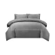 Lenjerie de pat Atria Diamond, 4 piese, 100% bumbac satinat TC300, cearceaf 220x240 cm, husa pilota 180x200 cm, 2 fete perna 50x70+5 cm, broderie gri/alb