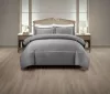 Lenjerie de pat Atria Diamond, 4 piese, 100% bumbac satinat TC300, cearceaf 220x240 cm, husa pilota 180x200 cm, 2 fete perna 50x70+5 cm, broderie gri/alb