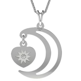   Ασημένια μενταγιόν σε φεγγάρι και καρδιά