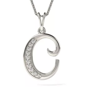   Ασημένιο κολιέ με μενταγιόν Initial C