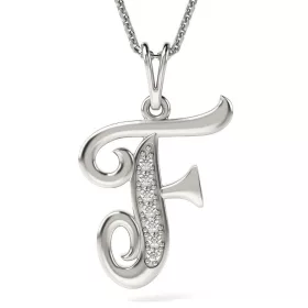   Ασημένιο κολιέ με αρχικό μενταγιόν F