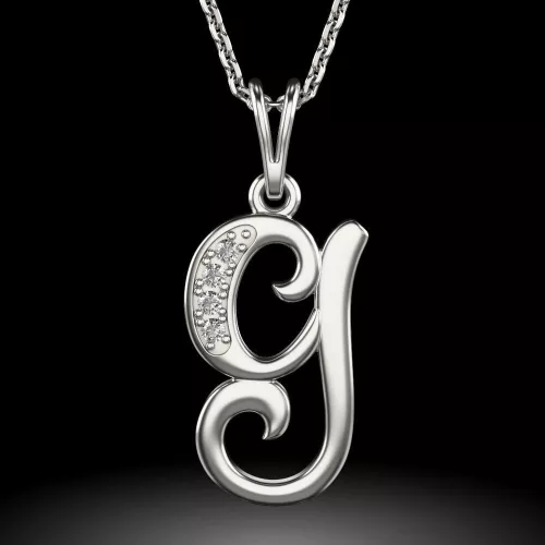 Ασημένιο κολιέ με μενταγιόν Initial G