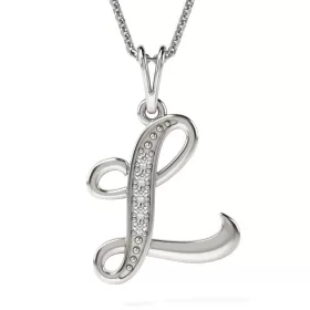   Ασημένιο κολιέ με αρχικό μενταγιόν L