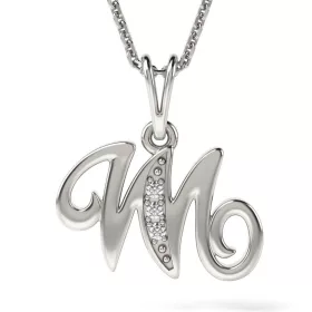   Ασημένιο κολιέ με αρχικό μενταγιόν Μ