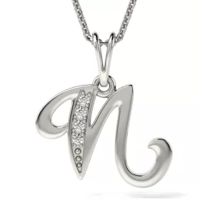   Ασημένιο κολιέ με αρχικό N μενταγιόν