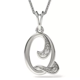   Ασημένιο κολιέ με αρχικό μενταγιόν Q