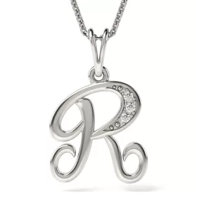   Ασημένιο κολιέ με αρχικό μενταγιόν R