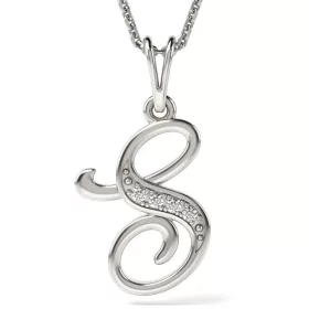   Ασημένιο κολιέ με μενταγιόν Initial S