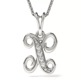  Ασημένιο κολιέ με αρχικό X μενταγιόν