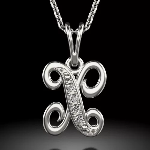 Ασημένιο κολιέ με αρχικό X μενταγιόν