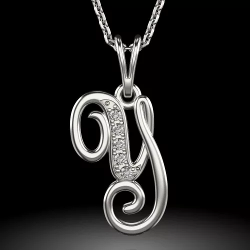 Ασημένιο κολιέ με αρχικό μενταγιόν Υ