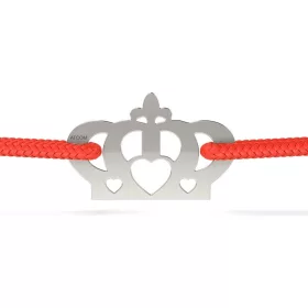   Ασημένιο βραχιόλι με κορδόνι μοντέλο Coronita με καρδιά