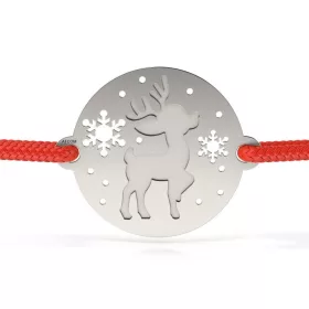   Ασημένιο βραχιόλι με κορδόνι μοντέλο Μικρός τάρανδος