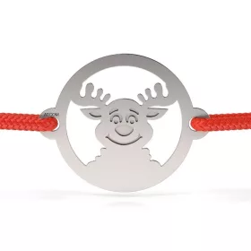   Ασημένιο βραχιόλι με κορδόνι μοντέλο Nazdrava Reindeer