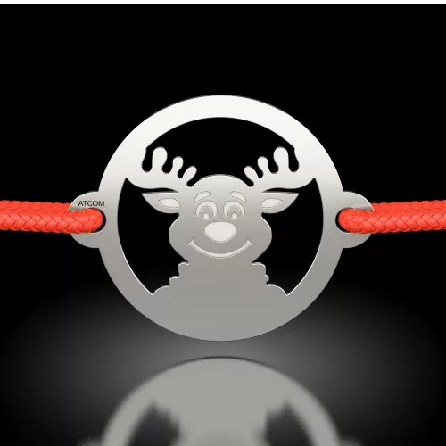 Ασημένιο βραχιόλι με κορδόνι μοντέλο Nazdrava Reindeer