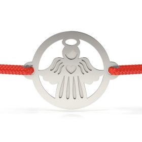   Ασημένιο βραχιόλι με κόκκινο κορδόνι μοντέλο Christmas Angel