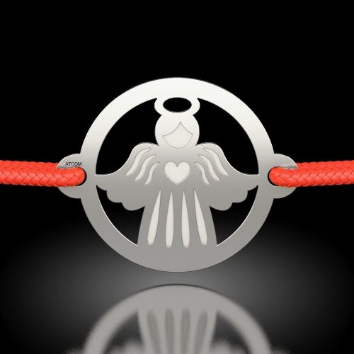 Ασημένιο βραχιόλι με κόκκινο κορδόνι μοντέλο Christmas Angel