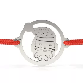   Ασημένιο βραχιόλι με ένα χαμογελαστό κορδόνι μοντέλου Άγιου Βασίλη