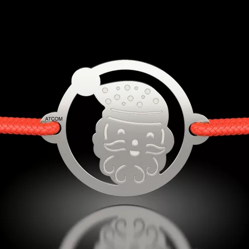 Ασημένιο βραχιόλι με ένα χαμογελαστό κορδόνι μοντέλου Άγιου Βασίλη