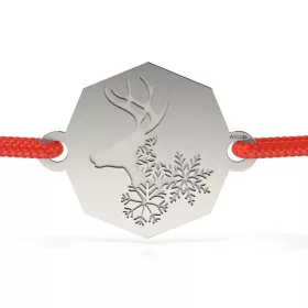   Ασημένιο βραχιόλι με κορδόνι μοντέλο ταράνδου